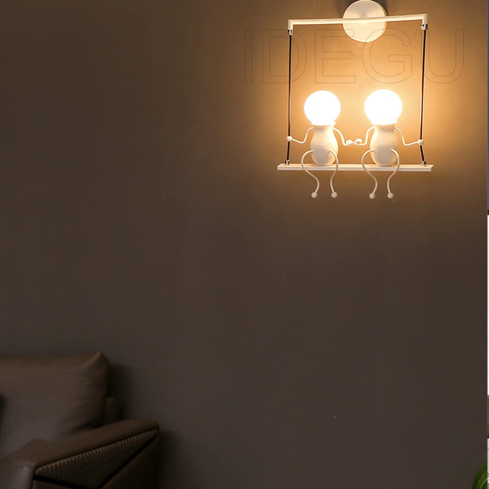 Lot 2 Appliques Murales Humanoïdes IDEGU - Lampe Murale Créative Balançoire Pour Chambre Enfant