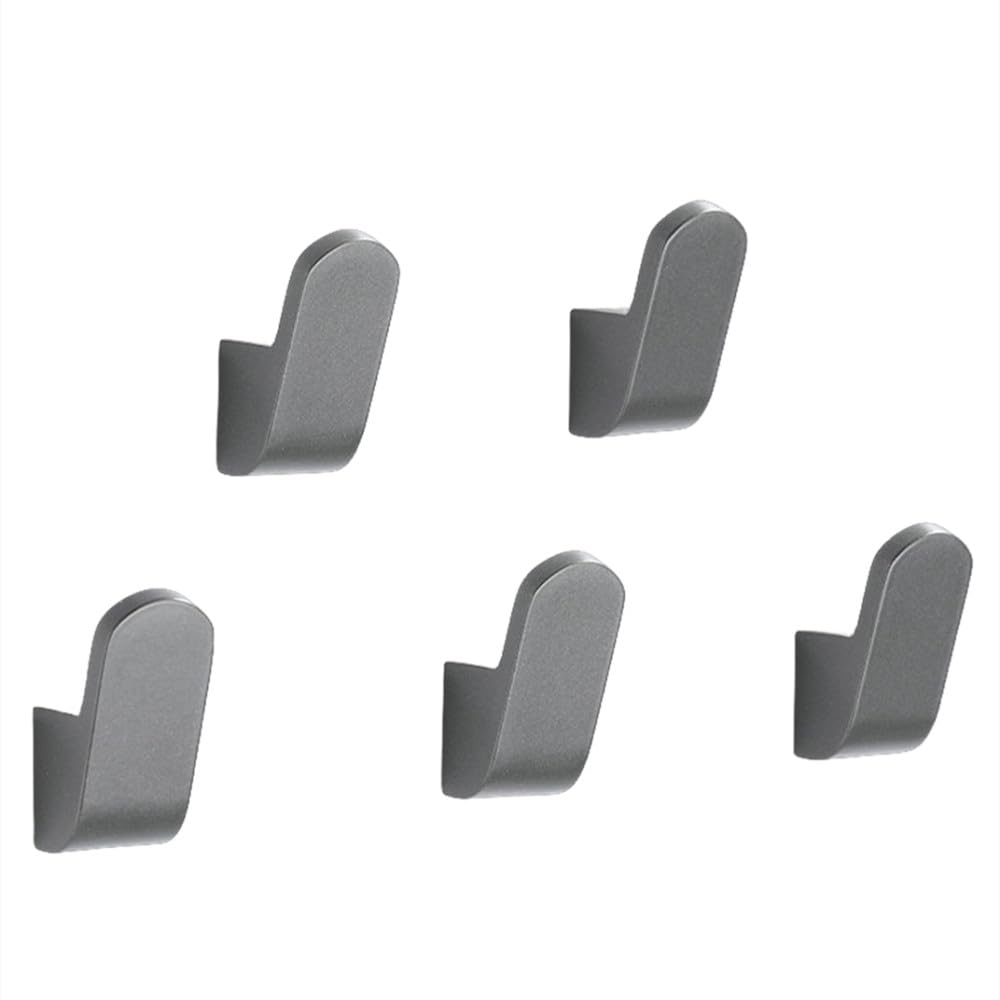 Spazio Alluminio Grigio/Nero/Spazzola Oro Gancio Ganci per accappatoio Gancio per vestiti Appendiabiti a parete Gancio per porta, 5 pezzi grigio stile B