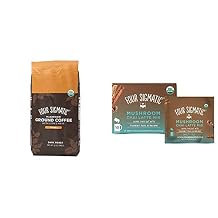 Organic Mushroom Ground Coffee by Four Sigmatic with Chai Latte Mix 10 Count | Dark Roast, Fair Trade Gourmet Coffee with Lions Mane, Chaga & Mushroom Powder | Immune Boosting Coffee for Focus & Immune Support