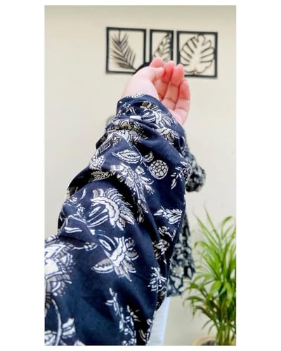 Image of Women's Floral Print Reyon Peplum Top - Casual Loose Fit 3 /4 Sleeve Tunic top, Stylish V-Neck Flared Kurti, Comfortable Everyday Wear