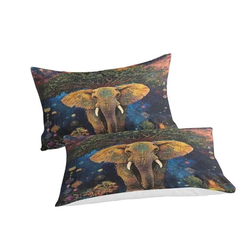Housse de couette éléphant textile microfibre premium 200x200 cm zip invisible