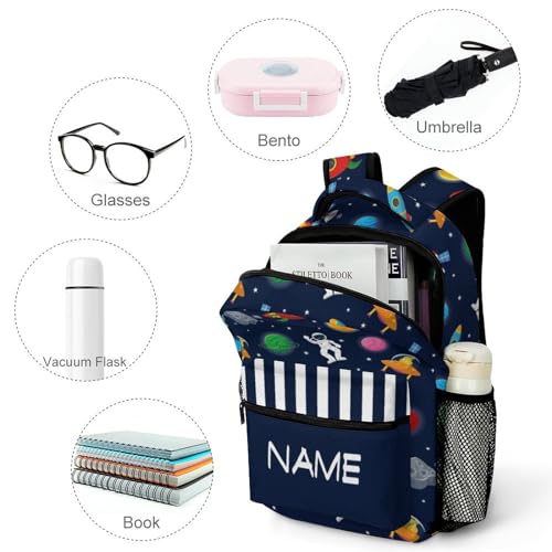 Custom Planet Astronaut Rocket Kid Backpack Personalized Kid's Name Text Children School Bag Customized Bookbag Backpack for Boys Girls Student4