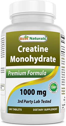BEST NATURALS Creatine Monohydrate Supplement - 1000mg, 240 Tablets (0.02 lb)
