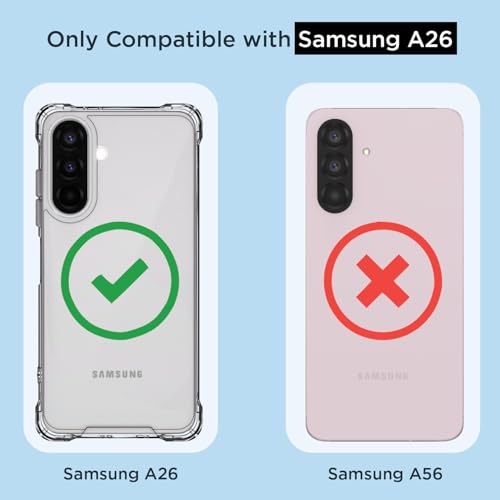 Image of Amazon Basics Back Cover for Samsung Galaxy A26 5G PC + TPU Clear Transparent Raised Edges Shockproof Protective Phone Bumper Case(Transparent)