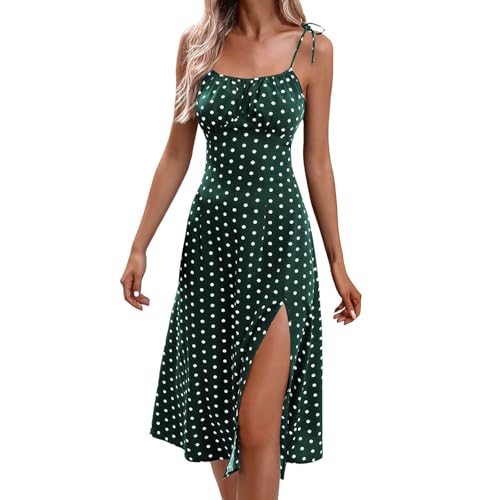 Robe longue d'été tendance à pois robe de plage décontractée sans manches