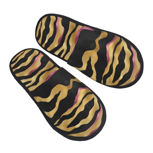 Realistic Tiger Skin Print Slippers House Slippers Cozy Fluffy Slippers Soft Non-Slip Indoor Shoes for Women Men