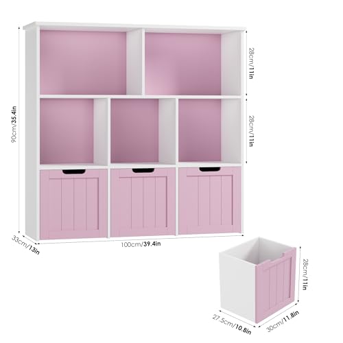 image for FOTOSOK Toy Storage Organizer with 3 Movable Drawers, Floor Storage Ca