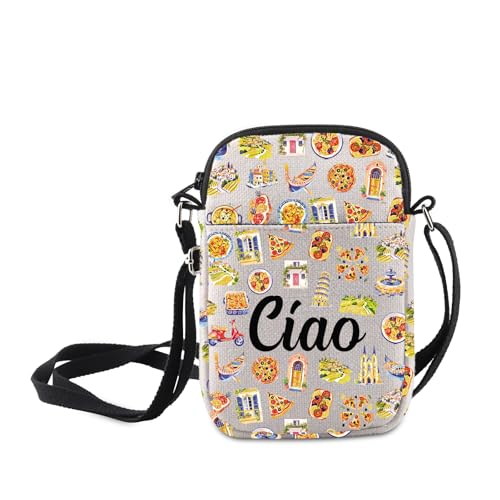 MNIGIU Italy Trip Gift Welcome Quotes Bag Ciao Bella Crossbody Bag Funny Italy Word Handbag Italian Gift