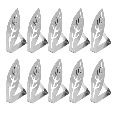 Lelezia 10 Pcs Table Cloth Clips for Outside Table,Stainless Steel Tablecloth Clip Table Cloth Holders Clips Reusable Outdoor Tablecloth Clamps for Garden Restaurant Party Wedding Dining,Leaf Shape
