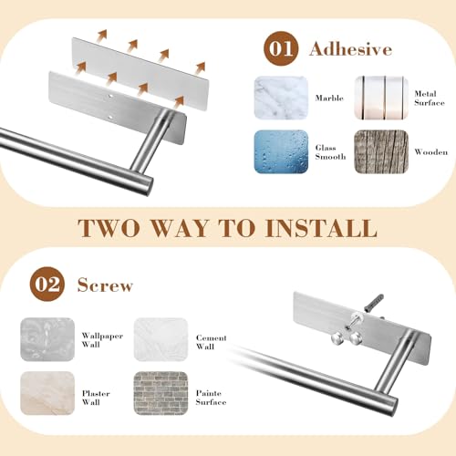 Image of Paper Towel Holder Under Cabinet, Self Adhesive Paper Towel Roll Holder Stick on Wall, Stainless Steel Towel Bars for Kitchen, Bathroom, RV