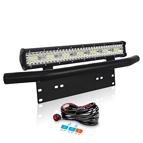 Willpower Barra Led 4x4 20 pulgadas 51cm 420W + Soporte de Matrícula + Arnés de Cableado 12V 24V IP67 Impermeable Faro Led Trabajo Focos LED Barra de Luz LED para 4x4 Tractor Coche Camion Barco