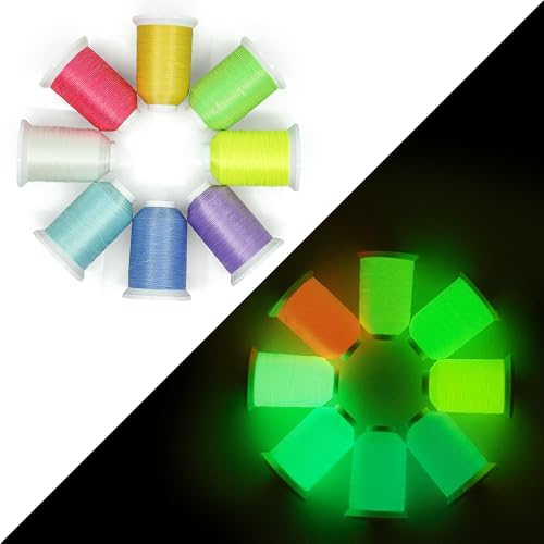 Hilo luminoso glow in the dark 8 colores 500M 30WT miniatura 1