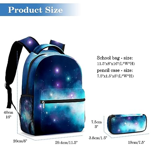 Sac à dos bleu galaxie imperméable et résistant pour étudiants