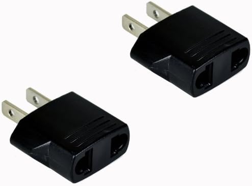 VCT 2-Prong European (Round) to American (Flat) Wall Outlet Plug Adapter, 2 per Pack
