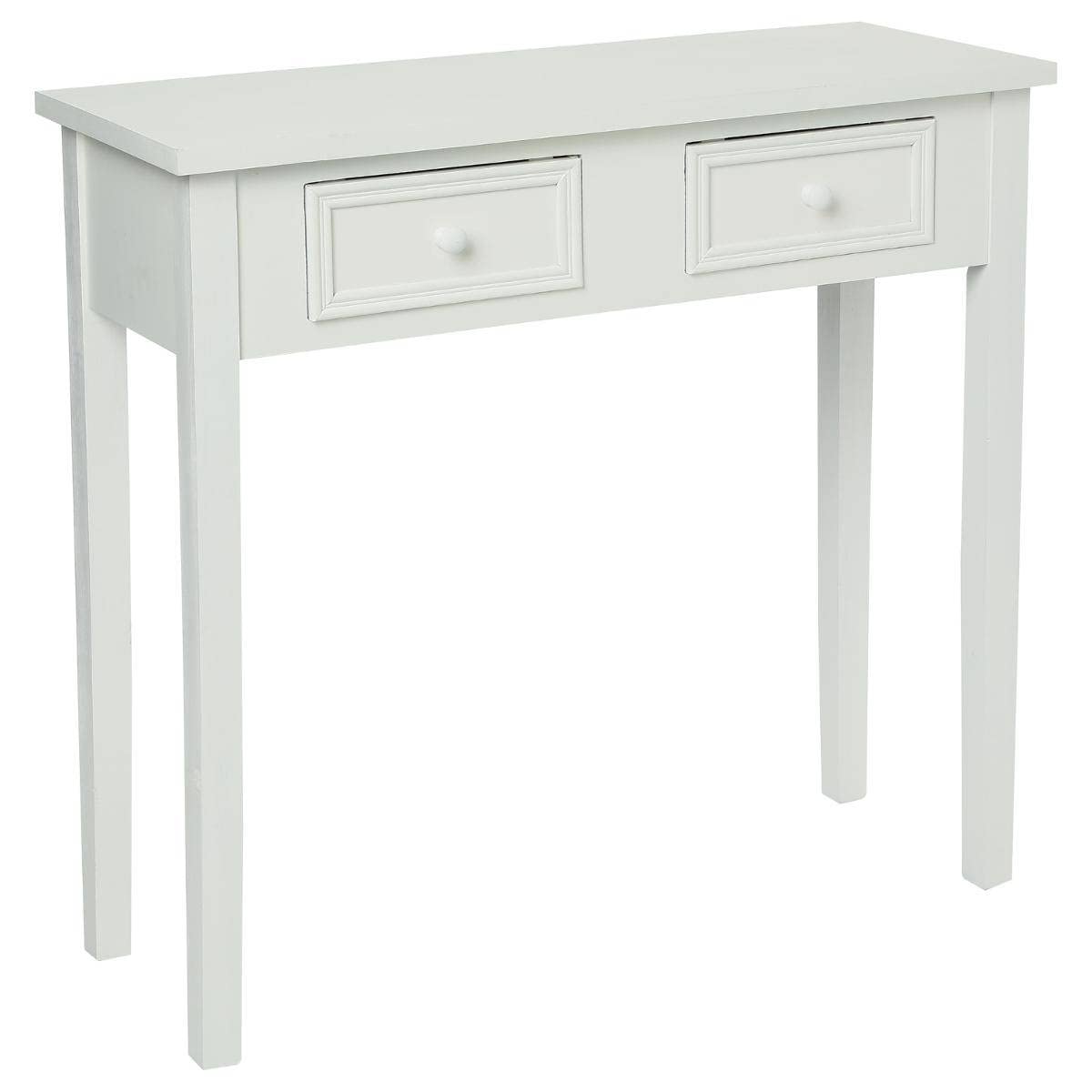 Atmosphera - Tavolino consolle Charm bianco, L 80 x H 76 cm, 2 cassetti, stile romantico - Tavolino per ingresso, camera da letto, soggiorno