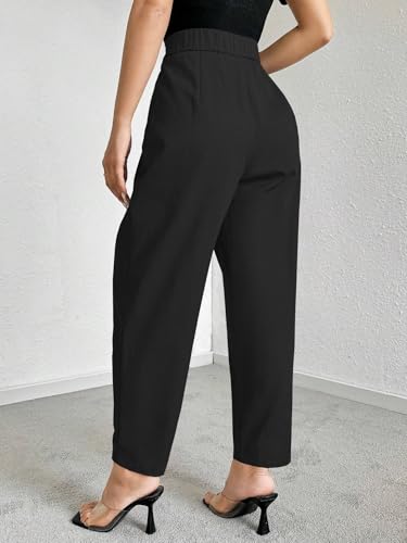 Image of GRECIILOOKS Balloon Fit Ankle Length Women Casual Trousers | Ankle Length Pants for Women Zip & Button | Woman Trousers Balloon Pants