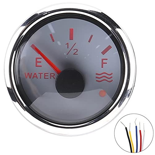Ejoyous Indicateur de Niveau d'eau, Jauge de Réservoir d'eau 52 mm/2 Alarme Intelligente DC pour Bateau Marin RV 0-190 Ohm Capteur Européen 9-30 V (White)