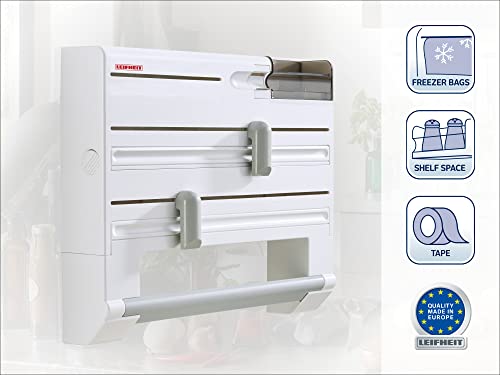 Leifheit Dérouleur Mural Parat Plus Comfortline, Dérouleur Mural Cuisine Avec 6 Rangements, Support De Rangement Avec Lames Tranchantes, Dévidoir En Abs #TOP1