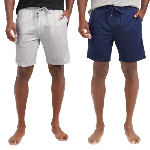 Eddie Bauer Men’s Comfort Fit Elastic Waistband with Outer Drawstring Lounge Short, 2 Pack (White,Small)