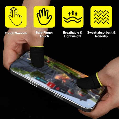 WLLHYF 50 Stück Gaming Finger Sleeve Kohlefaser Elasthan Atmungsaktiv Anti-Schweiß Fingerhüllen Touchscreen Finger Handschuhe Daumenhülsen Fingerabdeckung Fingerlinge Mobile Gaming Zubehör