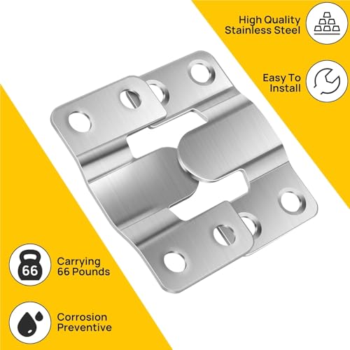 Image of Flush Mount Bracket 20 /30PCS Stainless Steel Hooks for Wall-Mounted Picture Frames, Mirrors, and Hanging Hardware(20 Small 10 Large)