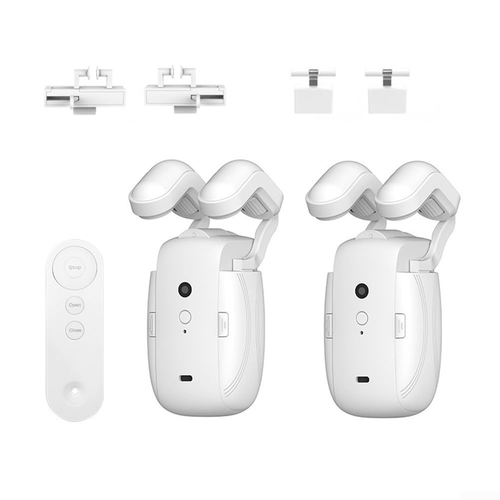 3 in1 Smart Automatic Curtain Opener and Closer, Electric Curtain Opener Motor with Remote Control for Roman rod TU-rails Smart Electric Curtain Motor for Home Office (2pcs)