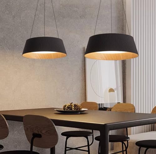 Image of Smartway Poncio Black 75W Drum Shape LED Ceiling Chandelier |45 cm Height Adjustable Pendant Light |3 Light Modes| Modern Decorative Hanging Light for Living Room & Office (Black)