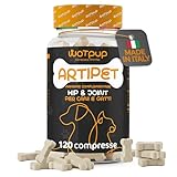 Integratore Articolazioni Cane, Mangime Complementare di Alta Qualità Made in Italy. 120 Compresse a Forma di Osso con: Glucosamina, Condroitina, Artiglio del Diavolo, MSM. Nuova Formula Cani e Gatti