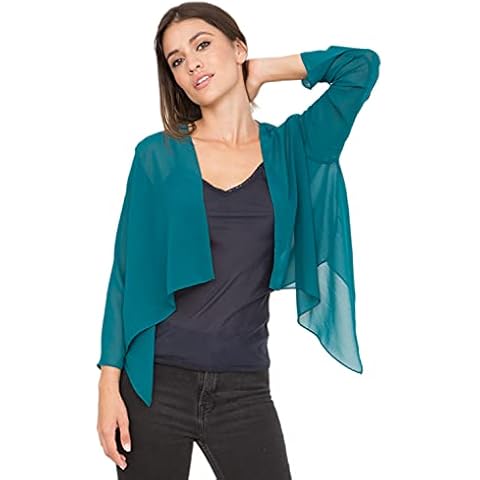 likemary Bolero Cardigans for Women - Bolero Jackets - Wedding Bolero Shrug - Sheer Chiffon Bolero Jackets - Teal 14 Cover