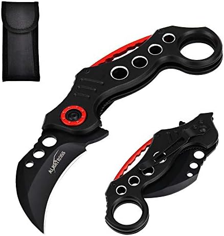 ALBATROSS FK002-H Classic Spring Assisted Opening Folding Pocket Knife Tactical Camping Hunting Sharp Raptor Claw Knife with 8 round holes