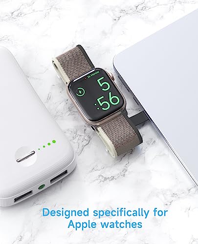 2 in 1 Watch Charger Nylon Band Compatible with Apple Watch Band 42MM 44MM 45MM 49MM Women Men - Portable Waterproof Watch Fast Charger Stretchy Sport Band for iWatch Series Ultra 8 7 6 5 4 3 2 SE - Image 4