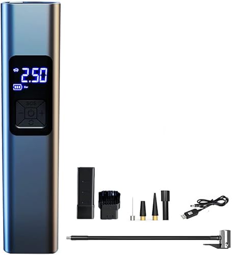Aspiradora de automóvil, inflador de neumáticos, compresor de aire portátil con indicador de presión, pantalla LED y luz LED, bomba de compresor de