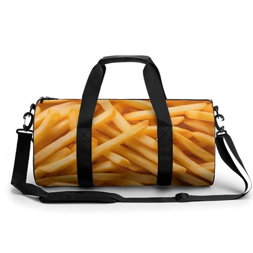 French Fries Food Travel Duffel Bag Gym Bags Sports Tote Shoulder Weekender Handbag for Men Women