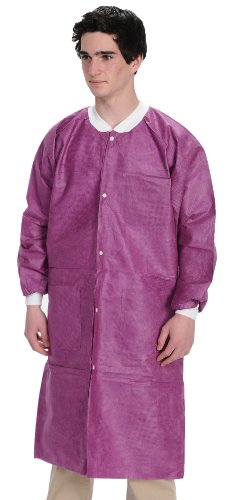 ValuMax 3660CYL Extra-Safe, Wrinkle-Free, Noble Looking Disposable SMS Knee Length Lab Coat, Cranberry, L, Pack of 10