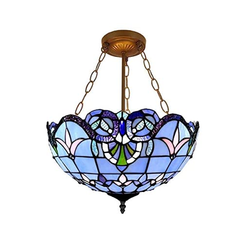 Lustre Tiffany bleu baroque 30cm cadeau anniversaire maison
