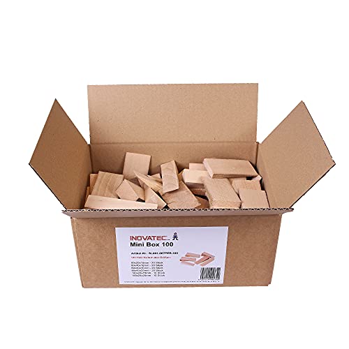 Holzkeile von Inovatec GmbH – 100 Stück aus Buchenholz, gemischte Größen
