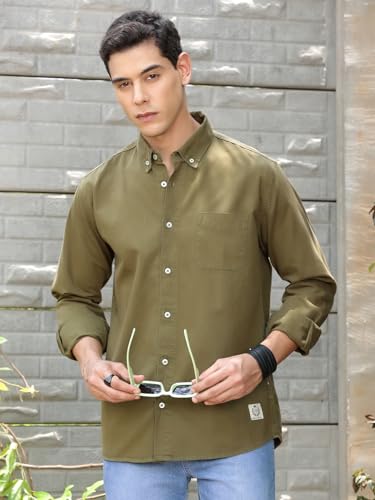 Image of Thomas Scott Men's | Solid | Full Sleeve | Slim Fit | 100% Cotton | Spread Collar | Casual Shirt