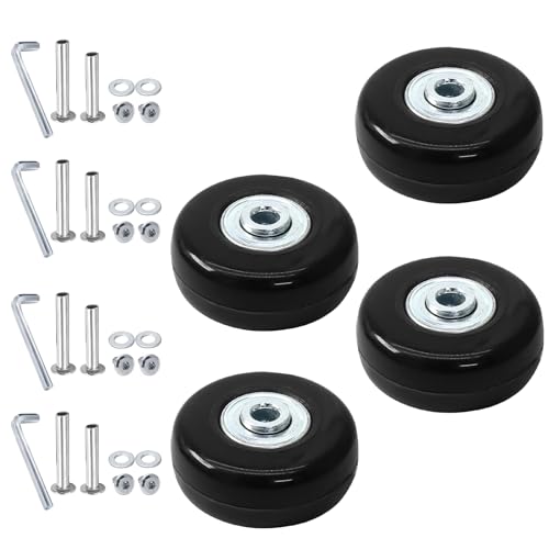 Image of Luggage Wheels Replacement, 45 x 18mm, Black Rubber, 4pcs