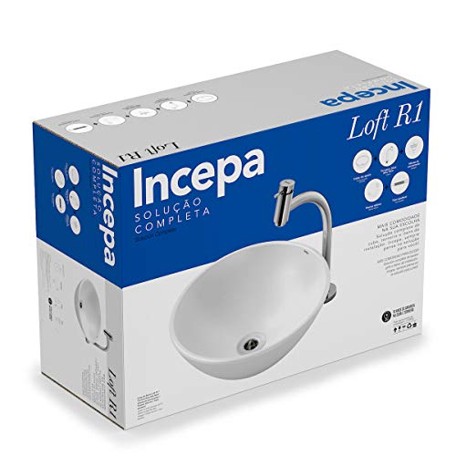 Kit cuba de apoio R1 com torneira bica alta e complementos de instalação Loft branco - Incepa