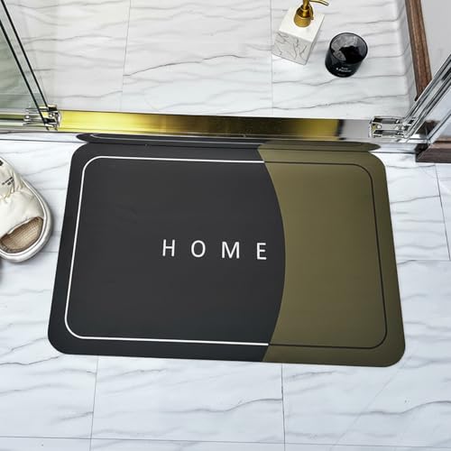 Image of MAXOSHINE PVC Bathroom Mats Anti Slip | Water Absorbent Bath Floor Mat | Quick Dry Anti Skid Bathroom Mats for Home | Door Mat for Wet Area 40x60 CM (Home Green)