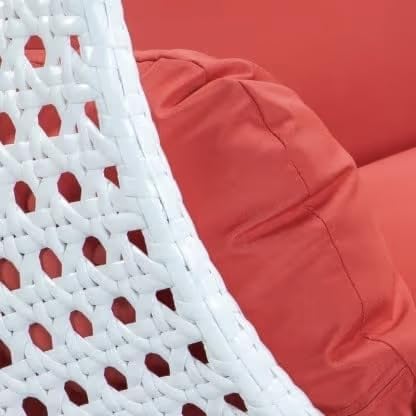 Image of Double Seater Hammock Swing Chair with Stand & Cushion | Heavy Duty Powder Coated Steel Frame | Outdoor Indoor Hanging Swing for Patio Balcony Garden Terrace Living Room (White-RED)