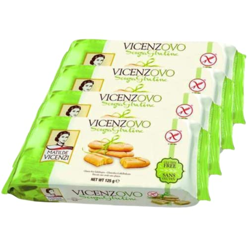 Matilde Vicenzi Gluten Free Lady Fingers by Pasticceria Matilde Vicenzi, Classic Italian Lady Fingers For Tiramisu, Made in Italy, All Natural, Kosher, Lactose Free, 125g (4,41oz) 4 pack
