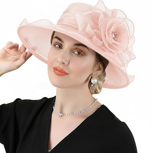DRESHOW Women Organza Hat Church Cap Hats Clearance Kentucky Derby Cocktail Tea Party Wedding Flower...