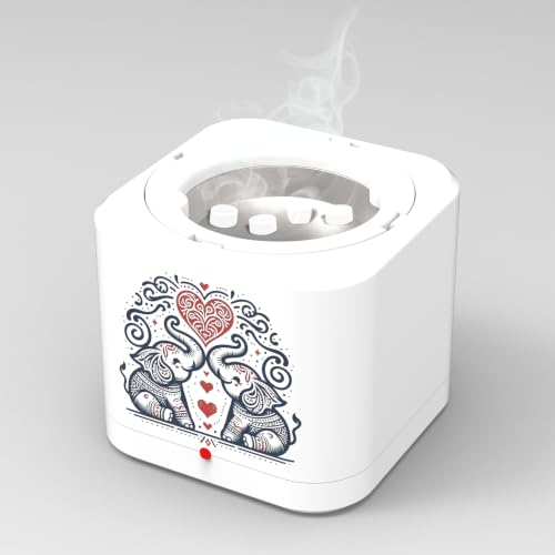 Image of Shivansh Technology Incense Holder Electric Kapoor Dani Camphor Diffuser Burner for Home | Karpuram Bakhoor Oud Aroma Oil & Dhoop Machine | Essential Oil Diffuser for Home (White) (Love Elephants)