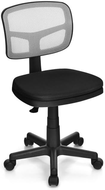 Silla de trabajo ergonómica tapizada sin brazos, silla de oficina de malla ajustable en altura ajustable, silla de escritorio para computadora con