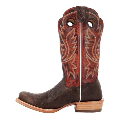 Durango® Men's PRCA Collection Shrunken Bullhide Western Boot, Nicotine And Burnt Sienna, Size 12(M)3