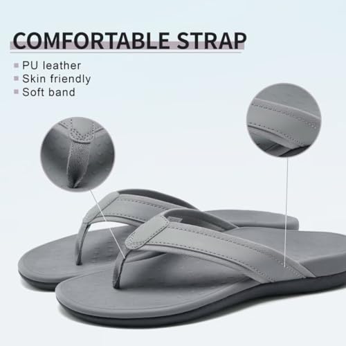 MEGNYA Comfortable Orthotic Plantar Fasciitis Toe Post for Mens, Lightweight Casual Sandals for Foot and Heel Pain Relief, Orthopedic Walking Flip-Flops with Arch Support4