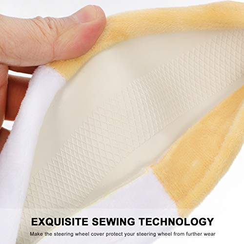 FAVOMOTO Capa de Volante de Carro de Pelúcia Cartoon Corgi Cachorro Capa Protetora de Volante Protet