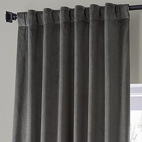 Image of HPD Half Price Drapes Signature Plush Velvet Blackout Curtains for Bedroom (1 Panel), 50W X 84L Hotel Black Out Curtains for Living Room, Thermal Insulated Blackout Curtains, Nightlife Grey