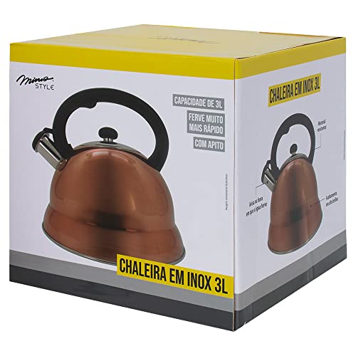 Chaleira com Apito de Aço Inox Bronze 3L